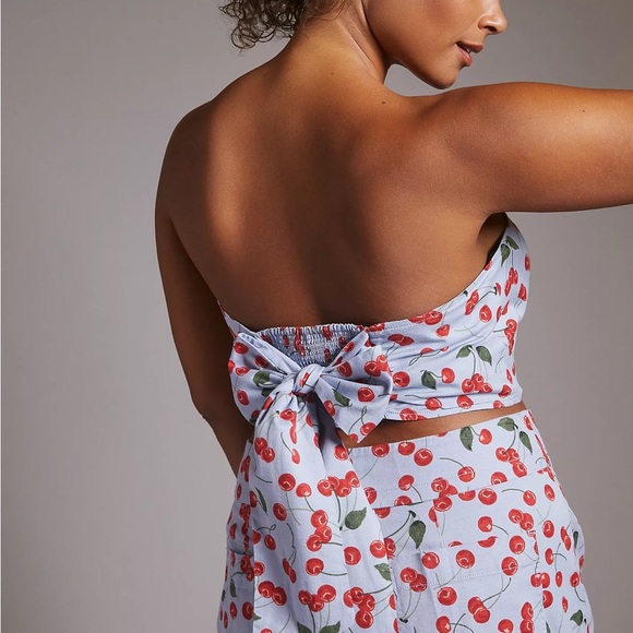 Maeve Anthropologie Cherry Print Cotton 2 Piece Crop Top Set NWT Size 6 - Picture 8 of 12